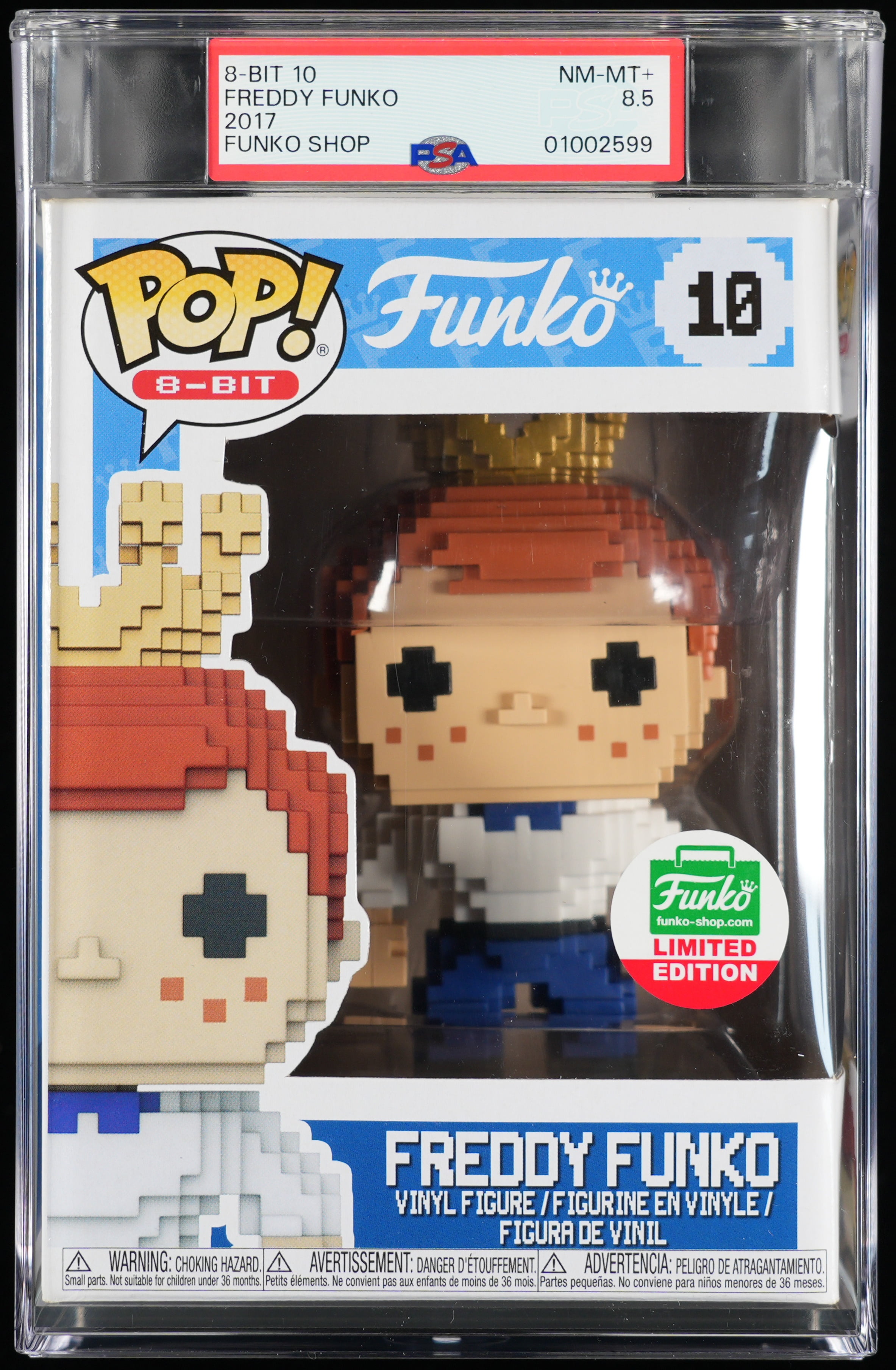 Freddy Funko, PSA Graded 8.5 NM-MT+, Freddy Funko Collectible Vinyl Figure #10, Fully Encapsulated Bundle with Compatible Funko Pop! PSA Hard Protector Case