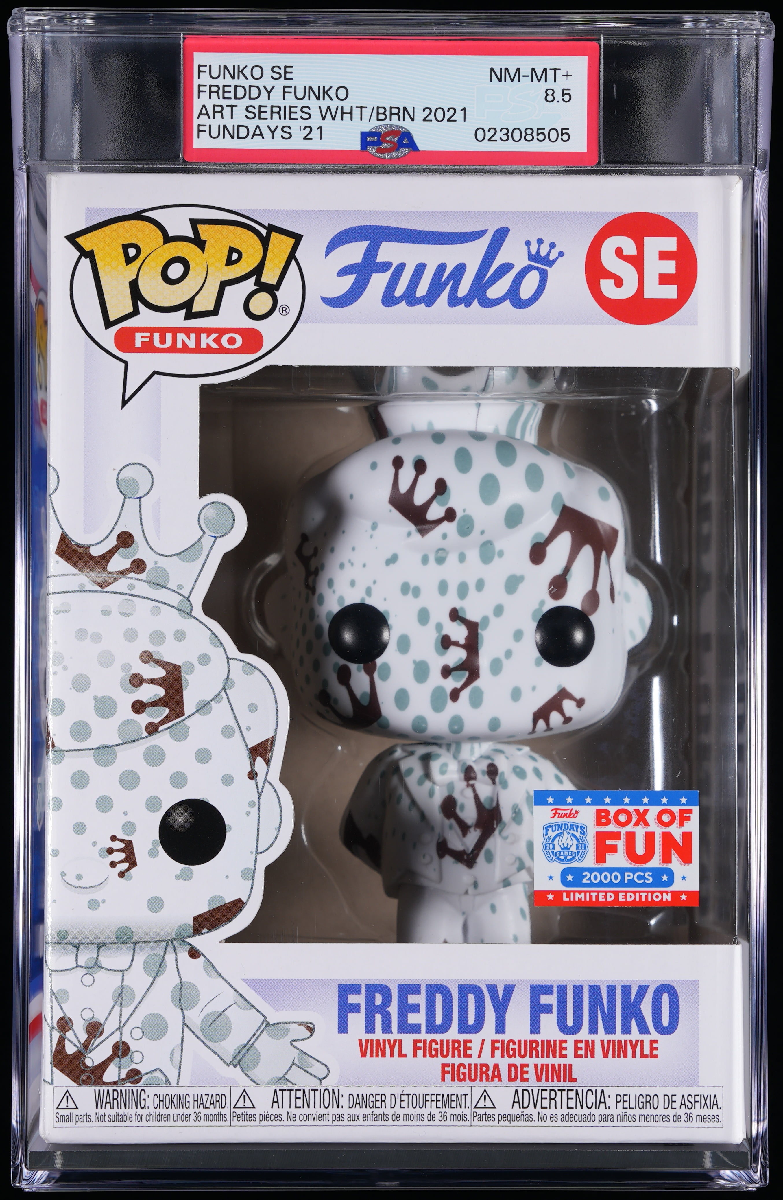 Freddy Funko, PSA Graded 8.5 NM-MT+, Freddy Funko Collectible Vinyl Figure #SE, Fully Encapsulated Bundle with Compatible Funko Pop! PSA Hard Protector Case