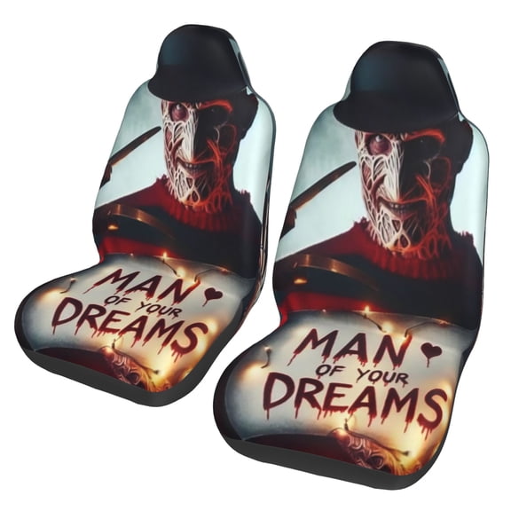 Freddy Krueger Car Seat Covers Set 2Pcs, Front Seat Covers for Car Truck Sedan SUV Auto, Universal Fit Vehicle Enterior Bucket Seat Protector Car Accessories