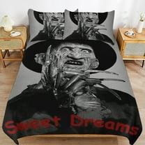 Freddy Krueger Horror Kids 3 Piece Bedding Set, Super Soft Printed Comforter Cover Sets with 1 Duvet Cover and 2 Pillowcase, Bedroom Decor Gifts for Boys Girls Teens Adult 86"x70"