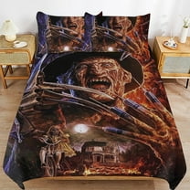 Freddy Krueger Horror Kids 3 Piece Bedding Set, Super Soft Printed Comforter Cover Sets with 1 Duvet Cover and 2 Pillowcase, Bedroom Decor Gifts for Boys Girls Teens Adult 86"x70"