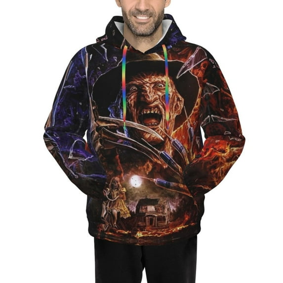 Freddy Krueger Men's Hoodie Novelty Pattern Adult Hooded Sweatshirts Casual Unisex Pullover for Women Youth