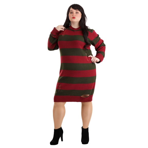 JERRY LEIGH Freddy Krueger Fancy-Dress Costume for Women with Distressed Stripes for Adults