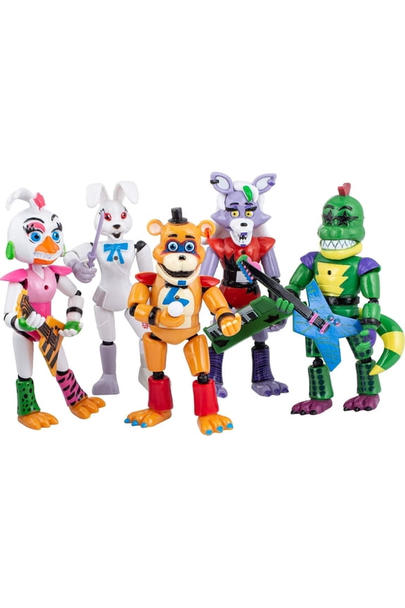 Five Nights at Freddys Action Figure Set Robot Animal Figures Set of 5 Collectible Action Toys with Instruments
