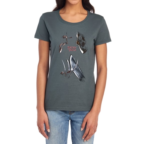 Freddy Vs Jason Face Off Women's T Shirt, Charcoal, Small