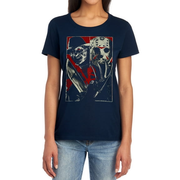 Freddy Vs Jason Vs Women's T Shirt, Navy, Medium