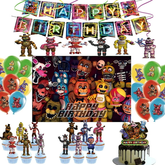 Freddy's Birthday Balloons Decorations Cake Toppers by KEQI