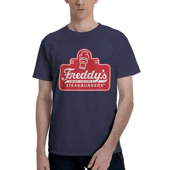 Freddy's Frozen Custard & Steakburgers Men's Short Sleeve Crew Neck T Shirt Athletic Running Gym Workout Navy Tee Tops X-Large