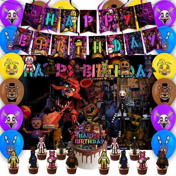 Freddy's Party Decorations Birthday Balloons Decorations Cake Toppers Balloons for Kids Birthday Party Supplies