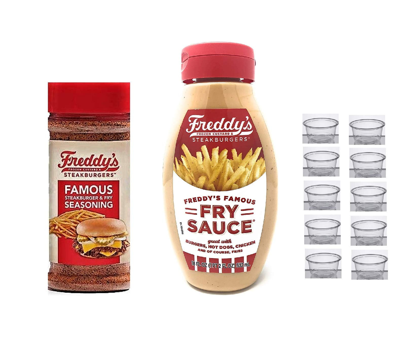 Freddys Fry Sauce, Fry MMF7 Seasoning and 10 Mini Sauce Dipping Cups