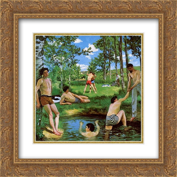 Frederic Bazille 2x Matted 20x20 Gold Ornate Framed Art Print 'Bathers (Summer Scene)'