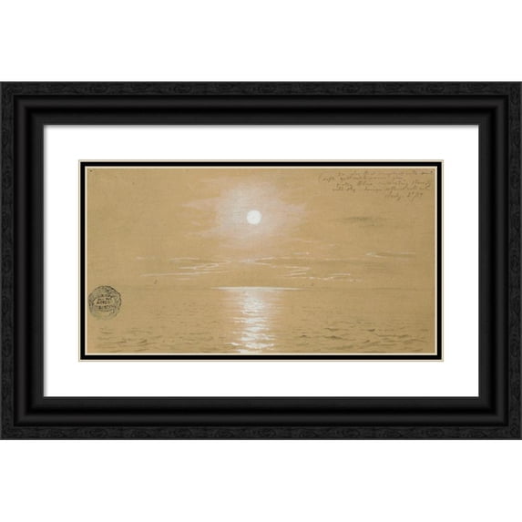 Frederic Edwin Church 14x9 Black Ornate Wood Framed Double Matted Museum Art Print Titled: Seascapes, Newfoundland, July 6, 1859 (1859)