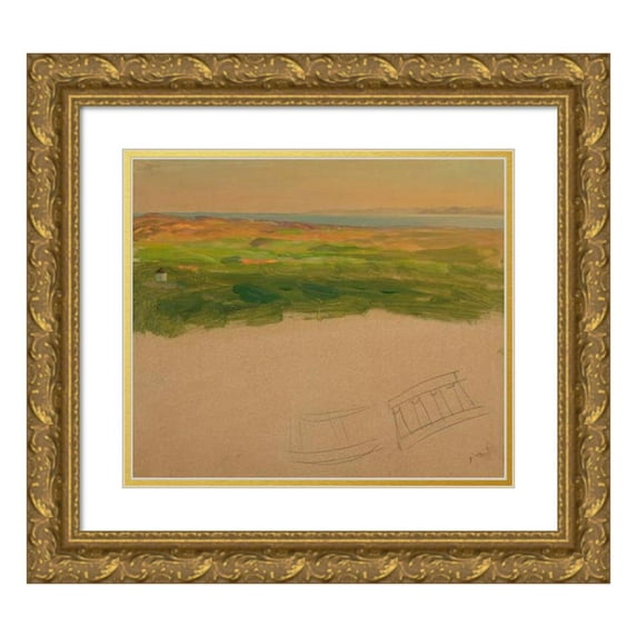 Frederic Edwin Church 17x15 Gold Ornate Wood Frame and Double Matted Museum Art Print Titled - Landscape, Near Syria or Greece (1868-69)