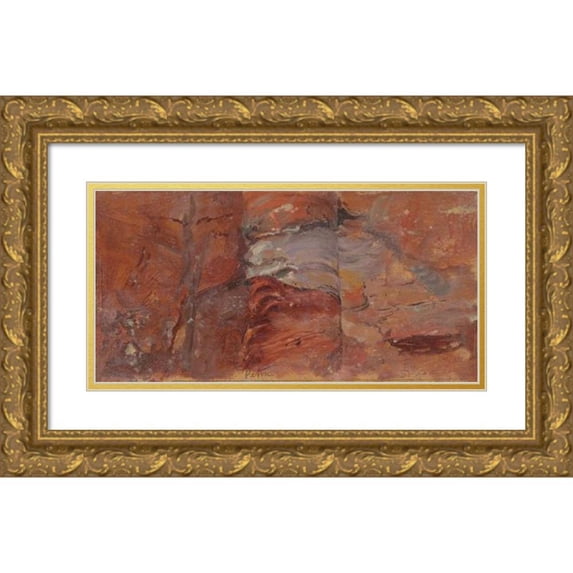Frederic Edwin Church 18x11 Gold Ornate Wood Frame and Double Matted Museum Art Print Titled - Study of Rocks, Petra (1868)
