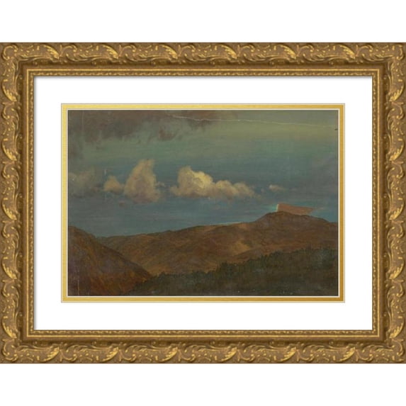 Frederic Edwin Church 18x13 Gold Ornate Wood Frame and Double Matted Museum Art Print Titled - Hilly Landscape (1865)