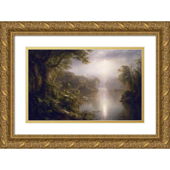 Frederic Edwin Church 18x13 Gold Ornate Wood Frame and Double Matted Museum Art Print Titled - The River of Light (The River of Light) (1877)