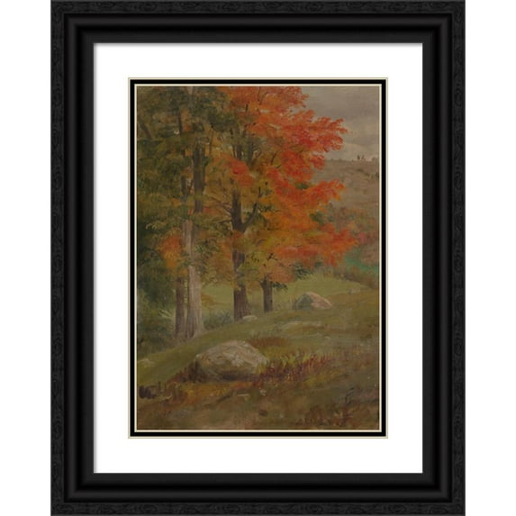 Frederic Edwin Church 18x24 Black Ornate Framed Double Matted Museum Art Print Titled: Woods in Autumn (1865)