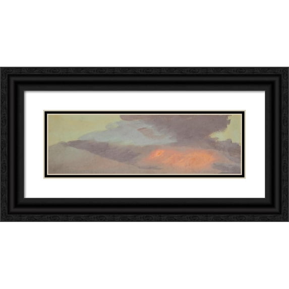 Frederic Edwin Church 18x8 Black Ornate Wood Framed Double Matted Museum Art Print Titled - Sunset Cloud Study (ca. 1880)