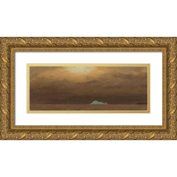 Frederic Edwin Church 18x9 Gold Ornate Wood Frame and Double Matted Museum Art Print Titled - Iceberg, Newfoundland (1859)