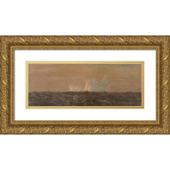 Frederic Edwin Church 18x9 Gold Ornate Wood Frame and Double Matted Museum Art Print Titled - Icebergs (June or July 1859)