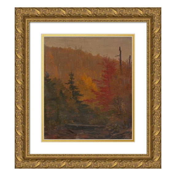 Frederic Edwin Church 20x22 Gold Ornate Framed and Double Matted Museum Art Print Titled - Probably Near Katahdin, Autumn (1865-70)