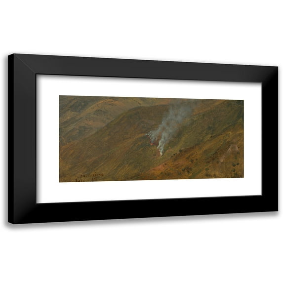 Frederic Edwin Church 24x13 Black Modern Framed Museum Art Print Titled - Mountainside with Brush-Fire (1865)