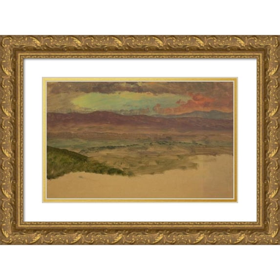 Frederic Edwin Church 24x16 Gold Ornate Framed and Double Matted Museum Art Print Titled - Hudson Valley Landscape (ca. 1880)