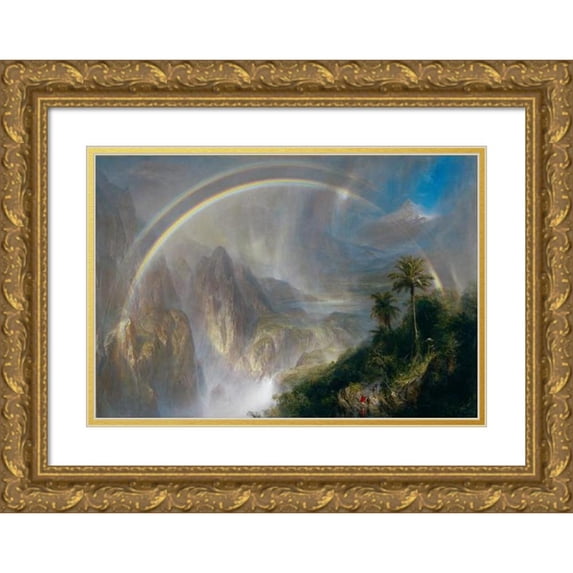 Frederic Edwin Church 24x17 Gold Ornate Framed and Double Matted Museum Art Print Titled - Rainy Season in the Tropics