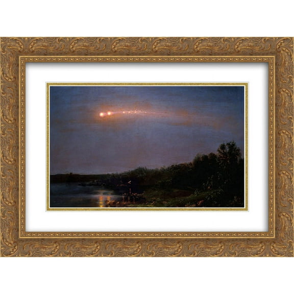 Frederic Edwin Church 2x Matted 24x18 Gold Ornate Framed Art Print 'The Meteor of 1860'