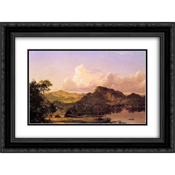 Frederic Edwin Church 2x Matted 24x20 Black Ornate Framed Art Print 'Home by the Lake'