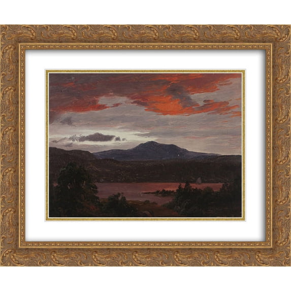 Frederic Edwin Church 2x Matted 24x20 Gold Ornate Framed Art Print 'Turner Pond with Pomola Peak and Baxter Peak, Maine'