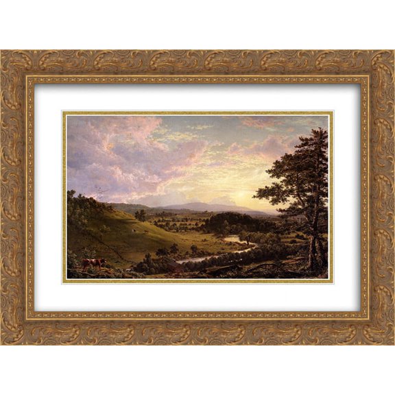 Frederic Edwin Church 2x Matted 24x20 Gold Ornate Framed Art Print 'View near Stockbridge, Mass.'