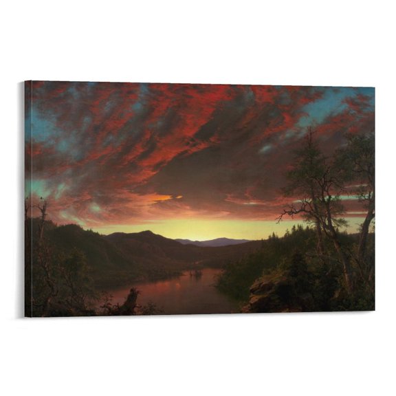 Frederic Edwin Church Painting Art Poster Twilight in The Wilderness Print Canvas Poster Wall Art Poster Scroll Canvas Painting Picture Living Room Decor Home 16x24inch(40x60cm)