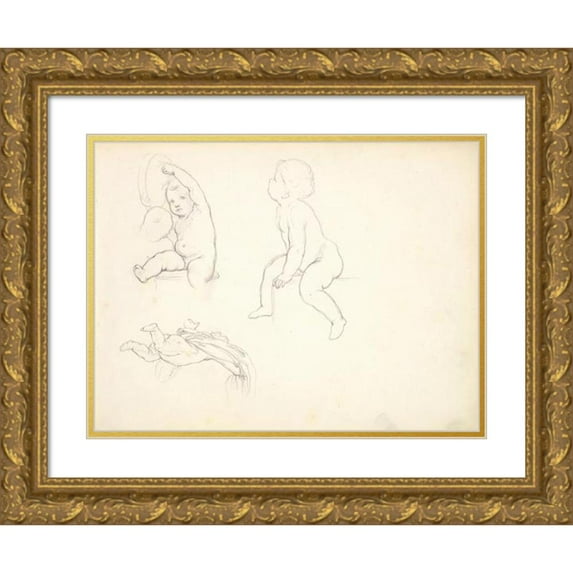 Frederic Leighton 14x11 Gold Ornate Wood Frame and Double Matted Museum Art Print Titled - Three Children (ca. 1849)