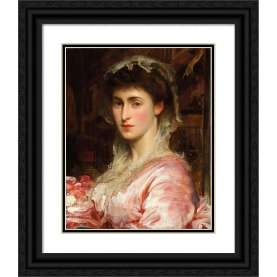 Frederic Leighton 15x18 Black Ornate Wood Framed Double Matted Museum Art Print Titled - Portrait of May Sartoris, Mrs Henry Evans Gordon