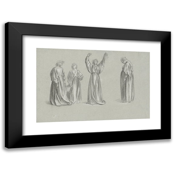 Frederic Leighton 18x13 Black Modern Framed Museum Art Print Titled - A Sheet of Studies for ‘Romola’; Monna Brigida's Conversion