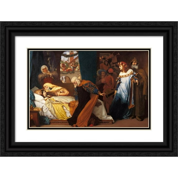 Frederic Leighton 24x17 Black Ornate Framed Double Matted Museum Art Print Titled: The Feigned Death of Juliet