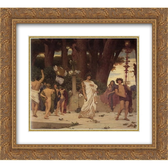 Frederic Leighton 2x Matted 22x20 Gold Ornate Framed Art Print 'The Daphnephoria [detail: right]'