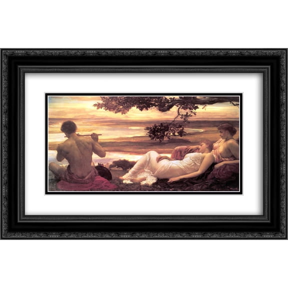 Frederic Leighton 2x Matted 24x16 Black Ornate Framed Art Print 'Idyll'