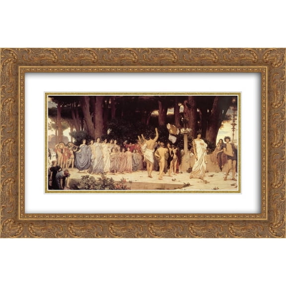 Frederic Leighton 2x Matted 24x16 Gold Ornate Framed Art Print 'The Daphnephoria'