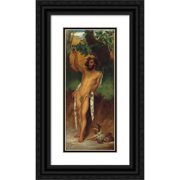 Frederic Leighton 8x14 Black Ornate Wood Framed Double Matted Museum Art Print Titled: Pan