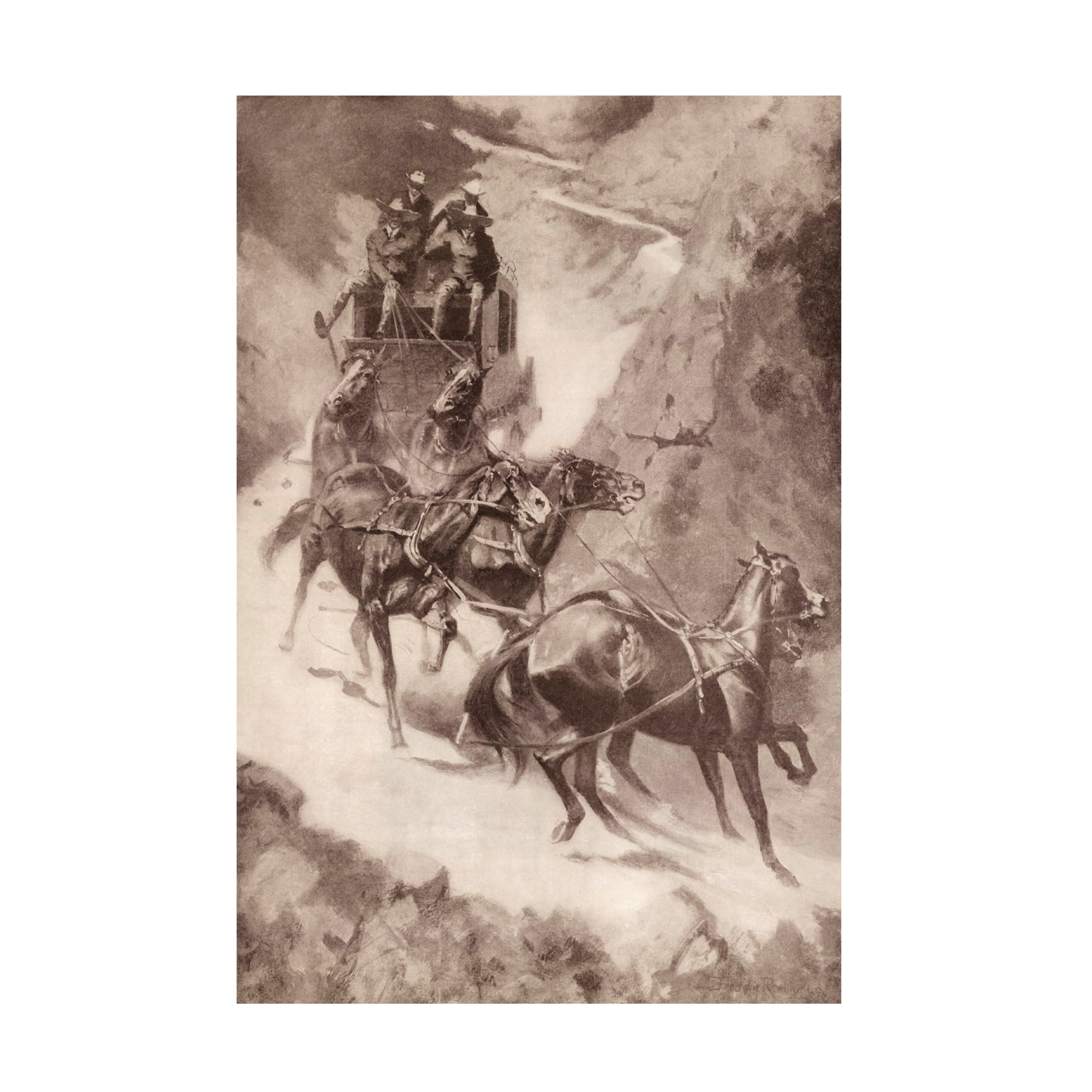 Frederic Remington 'Amateur Rocky Mountain Stage Driving. Frederic Remington.' Canvas Art - 12 x 19 Inches