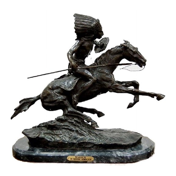 Frederic Remington "Warrior" American Handmade Solid Bronze Sculpture.