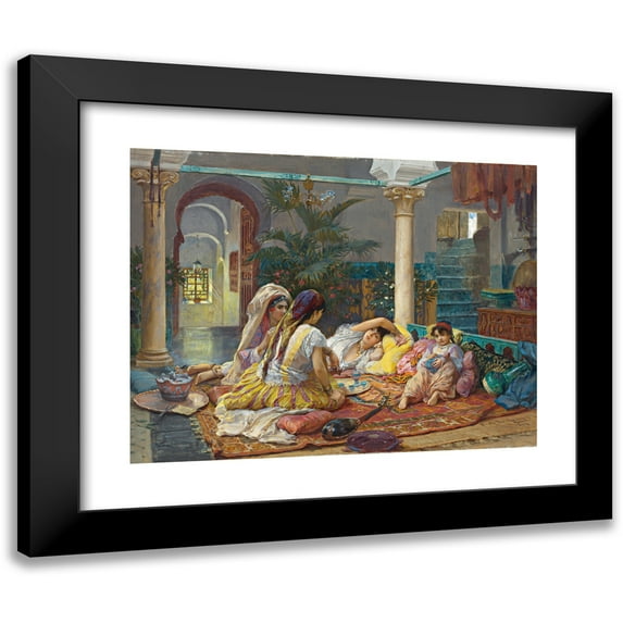 Frederick Arthur Bridgman 14x12 Black Modern Framed Museum Art Print Titled - In the Harem (1894)