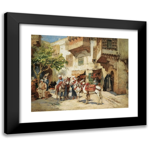 Frederick Arthur Bridgman 14x12 Black Modern Framed Museum Art Print Titled - The Market Square