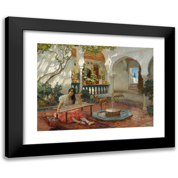 Frederick Arthur Bridgman 14x12 Black Modern Framed Museum Art Print Titled - The Weaver