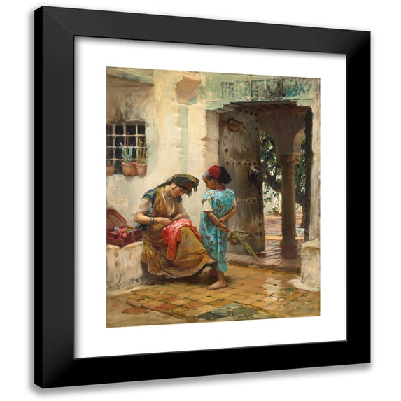 Frederick Arthur Bridgman 15x18 Black Modern Framed Museum Art Print Titled - The Sewing Lesson