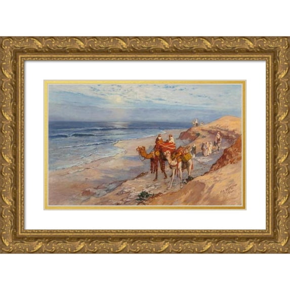 Frederick Arthur Bridgman 24x16 Gold Ornate Framed and Double Matted Museum Art Print Titled - On the Tangier Coast in the Atlantic (1925)