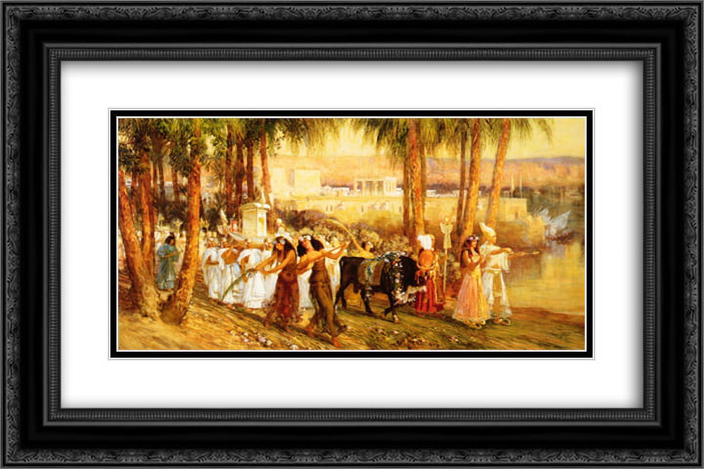 Frederick Arthur Bridgman 2x Matted 24x16 Black Ornate Framed Art Print 'Procession in Honor of Isis'