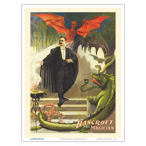 Frederick Bancroft the Magician - Vintage Magic Poster c.1910 - Master Art Print (Unframed) 9in x 12in
